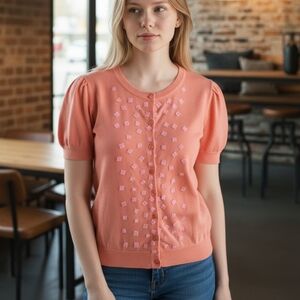 J. Crew Peach Embellished Blouse